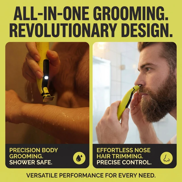 Alt view image 7 of 7 - Electric Razor for Men, Body Shaver Beard Trimmer, Nose Head
