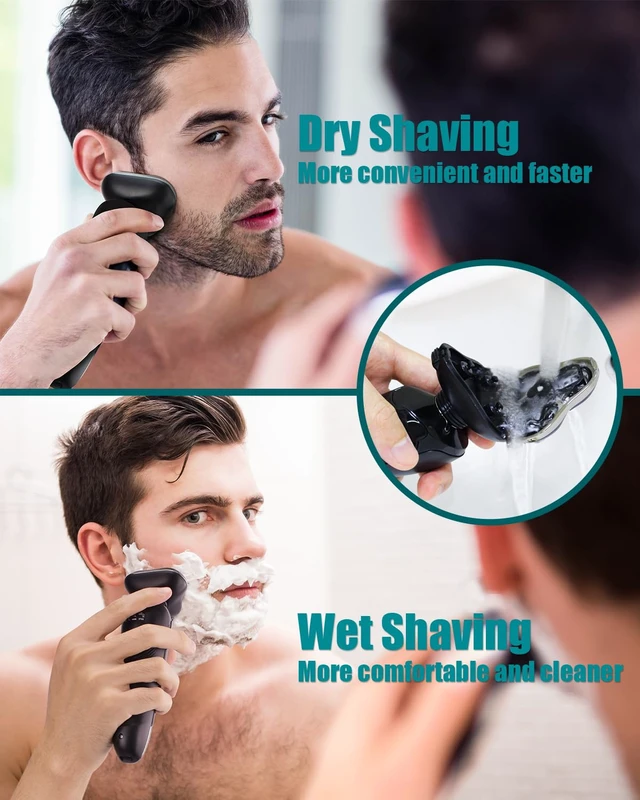 Alt view image 7 of 7 - Electric Razor for Men Rotary Electric Shavers for Men | with Nose & Sideburn trimmers, Wet & Dry Use, Travel Lock, LED Display, IPX6 Waterproof, USB Fast Charging, Gift for Men