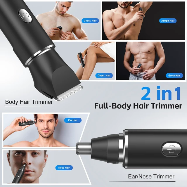 Alt view image 2 of 7 - Manscape Body Hair Trimmer for Men, Waterproof Groin Trimmer, Electric Razor Ball Shaver for Chest Pubic Leg Arm Underarm Back Nose, Rechargeable Wet/Dry Groomer, Black