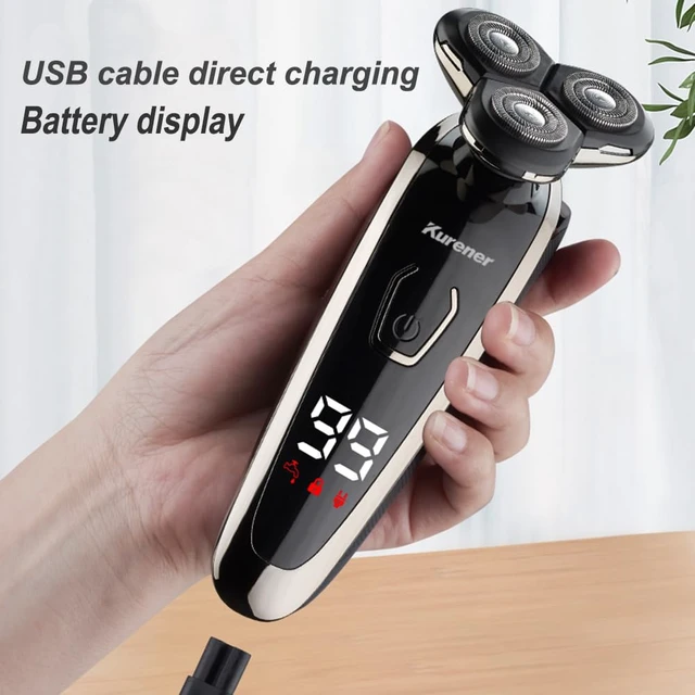 Alt view image 7 of 7 - Electric Razor for Men Shaver Rechargeable Waterproof Rotary for Shaving with Nose Trimmer Sideburns Trimmer Face Cleaning Brush