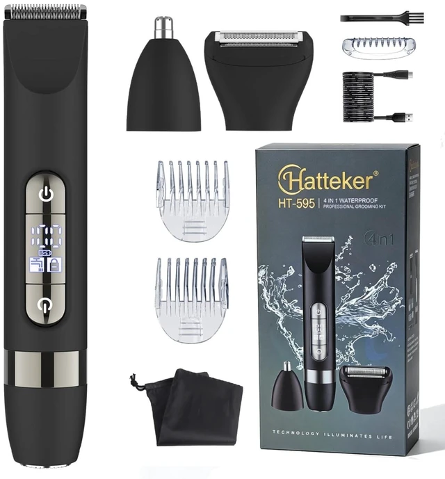 Main image of 4 in 1 Multifunctional Dual - Head Body Hair Trimmer for Men, IPX7 Waterproof Groin & Body Hair Groomer, Rechargeable Body Electric Shaver Razor