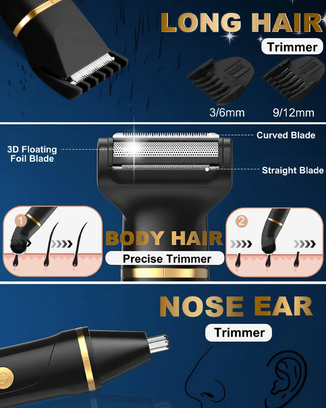 Alt view image 3 of 7 - Beard Trimmer for Men,Manscape 3-in-1 Electric Razor Groin Groomer,IPX7 Waterproof Wet/Dry,Versatile Body Hair Trimmer for Ball/Beard/Nose,USB Rechargeable & Nose/Shaves Head,Glossy Black