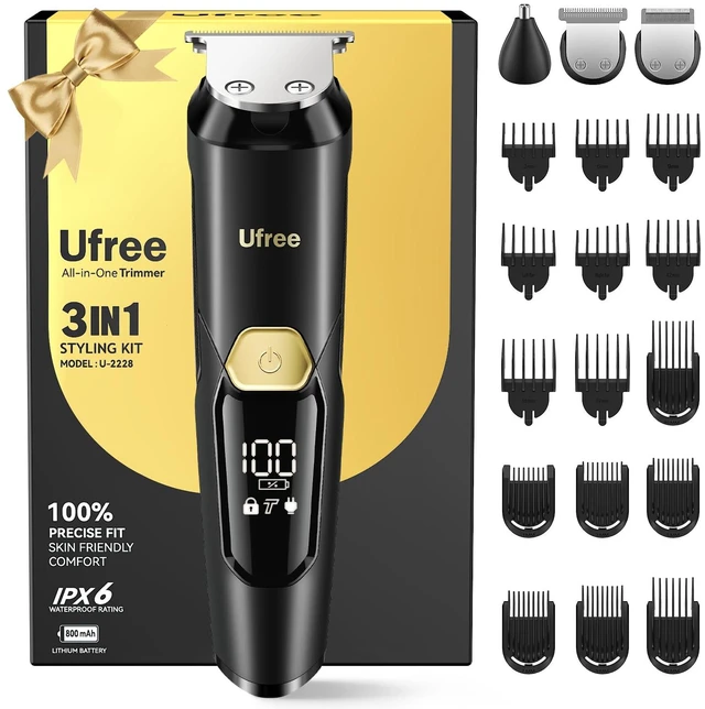 Main image of 3-in-1 Beard Trimmer for Men, IPX6 Waterproof Electric Razor | Gifts for men, Beard, Nose, Hair, Stainless Steel Blades, USB-C Charge, 120-Min Usage, 8000 RPM, Wet and Dry, Travel Lock