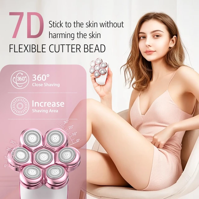 Alt view image 3 of 7 - Electric Razors for Women Legs: Rechargeable Electric Shavers for Body - Waterproof Wet Dry Hair Remover for Lady Face Underarms Public (Glossy Pink)