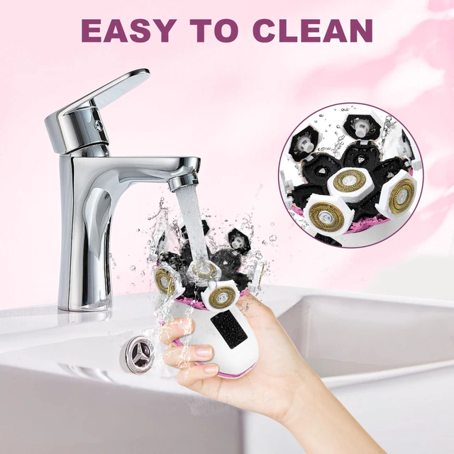 Alt view image 6 of 6 - Electric Razors for Women, 20K Gold Plated Blades, Sensitive Skin | 7D Floating Blade Head, IPX8 Waterproof, 120 Mins Runtime, USB-C Fast Charging, for Face, Legs, Arms, Bikini Area
