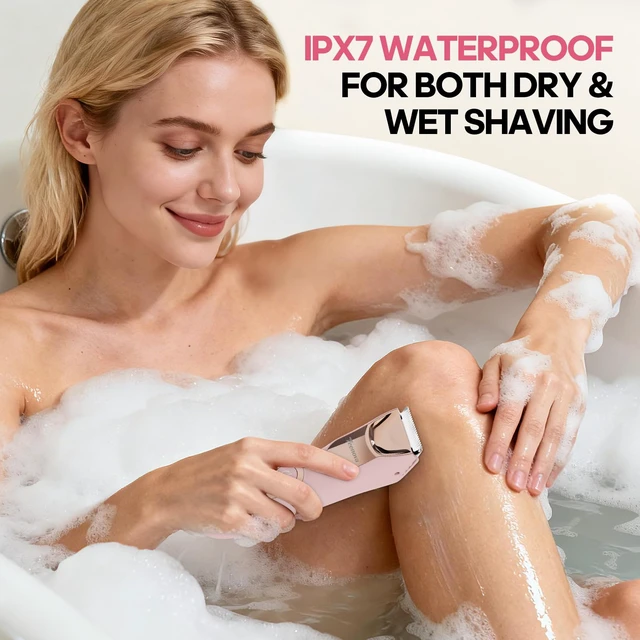 Alt view image 7 of 7 - Manscape Body Hair Trimmer for Men, No Nick Pubic Bikini Trimmer for Women, 3 in 1 Versatile Groin Shaver with Nose Hair Trimmer, Cordless Dock Charging, LED Display, Wet/Dry Grommer (Pink)