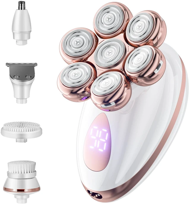 Main image of Electric Razors for Women, Rotary Shaver for Legs, Bikini, and Underarms Hair Removal, Wet & Dry Waterproof Grooming Kit, Cordless Lady Trimmer, ChampagneRose