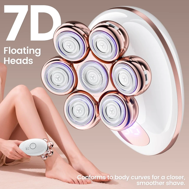 Alt view image 2 of 7 - Electric Razors for Women, Rotary Shaver for Legs, Bikini, and Underarms Hair Removal, Wet & Dry Waterproof Grooming Kit, Cordless Lady Trimmer, ChampagneRose