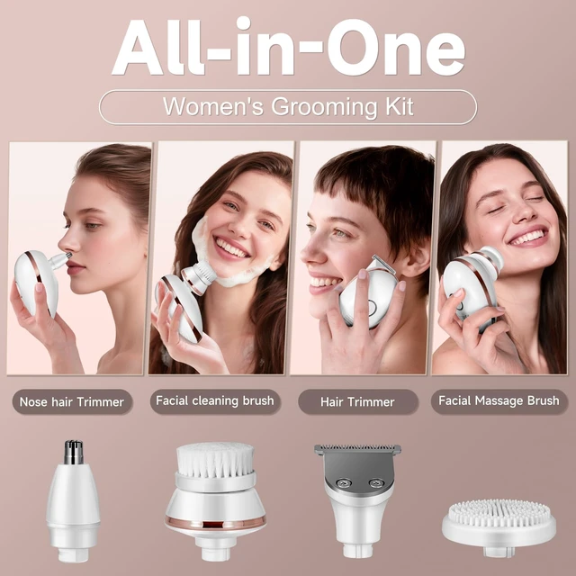 Alt view image 5 of 7 - Electric Razors for Women, Rotary Shaver for Legs, Bikini, and Underarms Hair Removal, Wet & Dry Waterproof Grooming Kit, Cordless Lady Trimmer, ChampagneRose