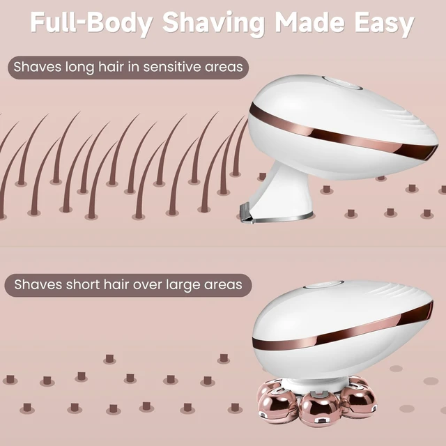 Alt view image 3 of 7 - Electric Razors for Women, Rotary Shaver for Legs, Bikini, and Underarms Hair Removal, Wet & Dry Waterproof Grooming Kit, Cordless Lady Trimmer, ChampagneRose