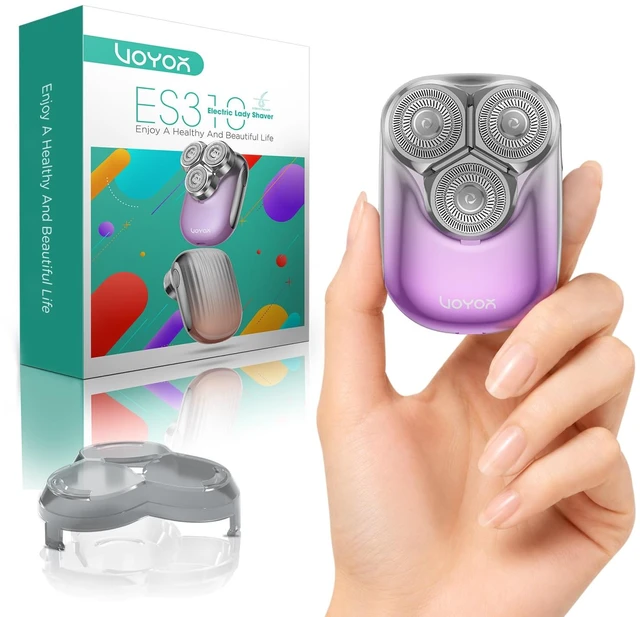 Main image of Portable Electric Razors for Women, 3D Floating Face & Body Shaver | Mini Palm-Sized Design, Waterproof Facial Hair Removal for Women, Magnetic Head, Travel Lock & Battery Display, ES310 Purple