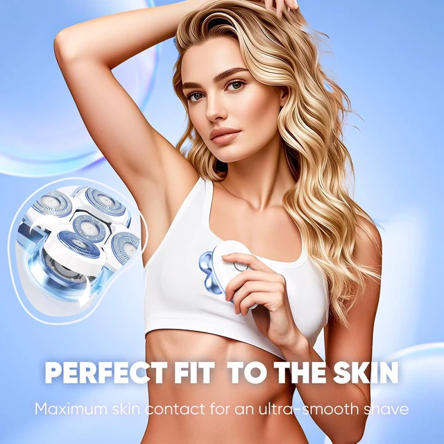 Alt view image 5 of 7 - Electric Razors for Women Leg, Magnetic Lady Shaver for Everything Blue | Painless Rotary Hair Remover for Legs Arms Face, Lady Trimmer for Sensitive Skin - Wet Dry Shaver Rechargeable