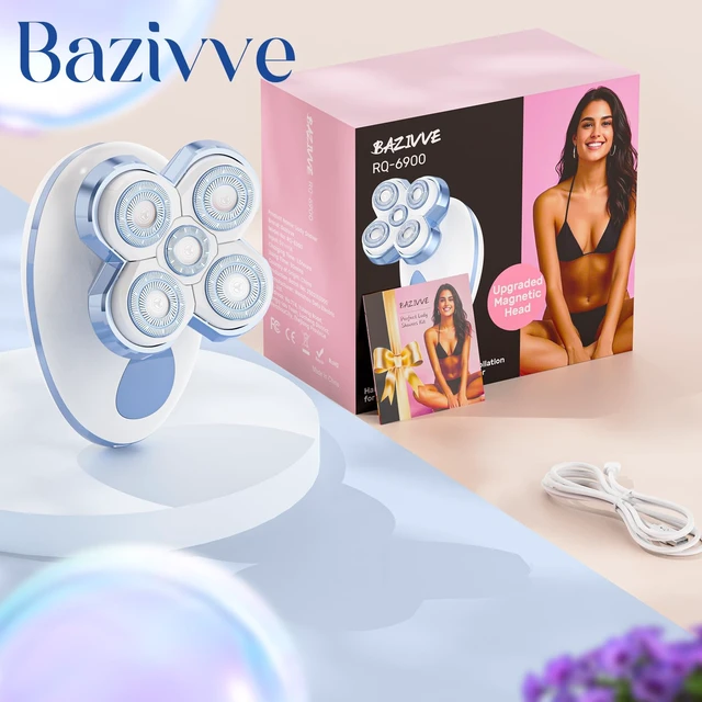Alt view image 7 of 7 - Electric Razors for Women Leg, Magnetic Lady Shaver for Everything Blue | Painless Rotary Hair Remover for Legs Arms Face, Lady Trimmer for Sensitive Skin - Wet Dry Shaver Rechargeable