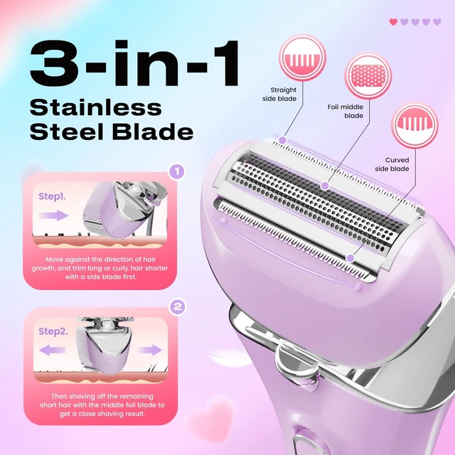 Alt view image 2 of 6 - Electric Razor for Womens Wet & Dry Electric Shaver for Legs & Body Shaver Waterproof Lady Shaver for bikini trimmer, Cordless Body Razor with Hypoallergenic Foil Blade, Easy to Clean, Gift for women