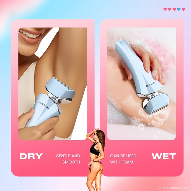 Alt view image 6 of 6 - Electric Razor for Women Wet/Dry Electric Shaver for Women Blue | Waterproof Lady Shaver for Legs Arm Underarm Bikini Public Body Razor with One Extra Foil Blad, Portable Women Bikini Trimmer