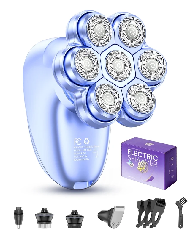 Alt view image 7 of 7 - 5-in-1 Electric Razors for Women, 7D Electric Shavers for Womens Full Body Legs, IPX7 Waterproof Wet Dry Travel Bikini Trimmers for Lady Face Bikini Arms Underarms