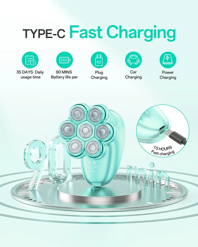 Alt view image 6 of 7 - 5-in-1 Electric Razors for Women, 7D Electric Shavers for Womens Full Body Legs, IPX7 Waterproof Wet Dry Travel Bikini Trimmers for Lady Face Bikini Arms Underarms