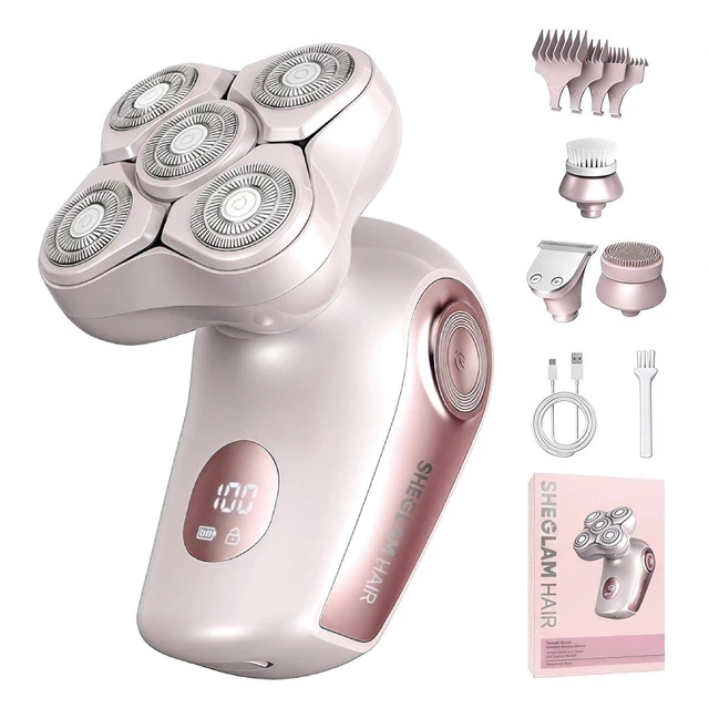 Main image of Electric Razors for Women, 4-in-1 Electric Shaver with 5-Head 3D Floating Blades, Painless Body Hair Remover for Legs Arms Face, IPX7 Waterproof Wet Dry, USB-C Rechargeable, LED Display
