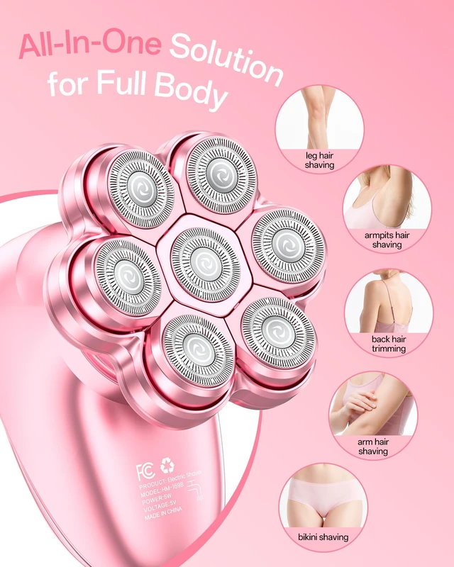 Alt view image 2 of 7 - 5-in-1 Electric Razors for Women, 7D Electric Shavers for Womens Full Body Legs, IPX7 Waterproof Wet Dry Travel Bikini Trimmers for Lady Face Bikini Arms Underarms