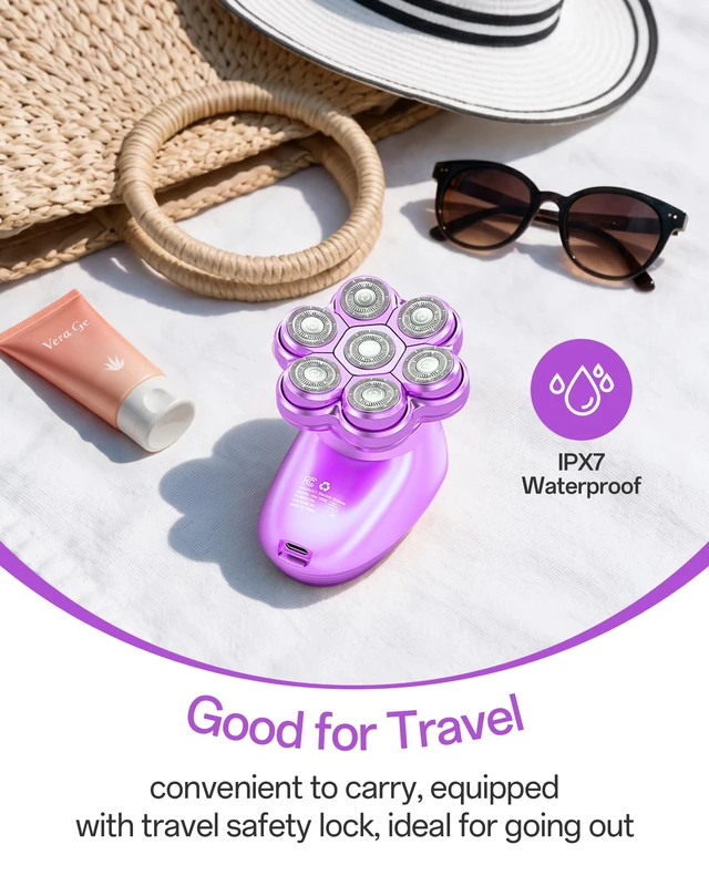 Alt view image 7 of 7 - 5-in-1 Electric Razors for Women, 7D Electric Shavers for Womens Full Body Legs, IPX7 Waterproof Wet Dry Travel Bikini Trimmers for Lady Face Bikini Arms Underarms