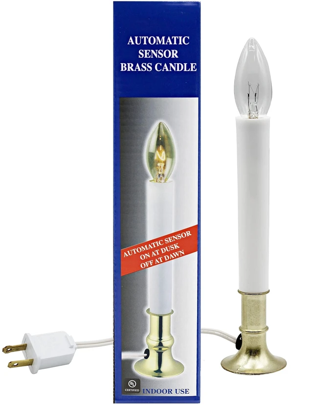 Alt view image 2 of 7 - Electric Window Candle Lamp with Brass Plated Base, Dusk to Dawn Sensor Turns Candle on in Dark and Off in Light, Ready to Use! | 6 Pack