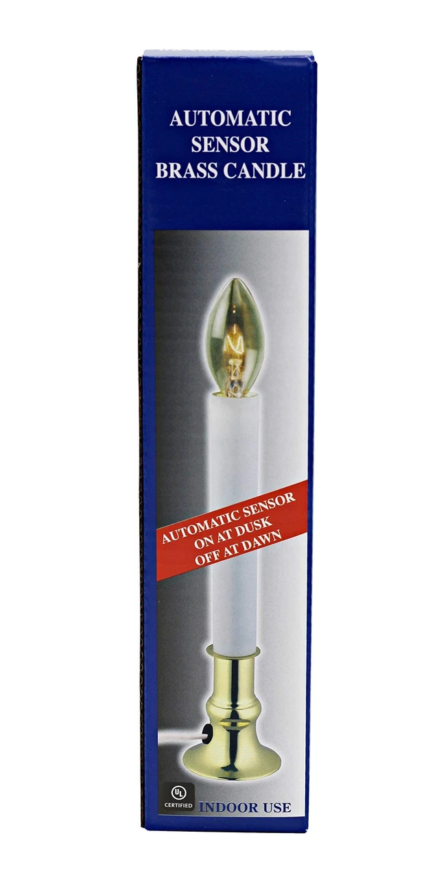 Alt view image 6 of 7 - Electric Window Candle Lamp with Brass Plated Base, Dusk to Dawn Sensor Turns Candle on in Dark and Off in Light, Ready to Use! | 6 Pack