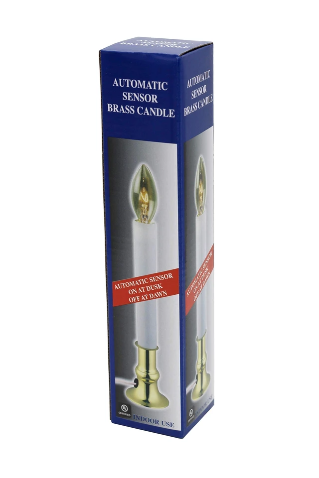Alt view image 7 of 7 - Electric Window Candle Lamp with Brass Plated Base, Dusk to Dawn Sensor Turns Candle on in Dark and Off in Light, Ready to Use! | 6 Pack