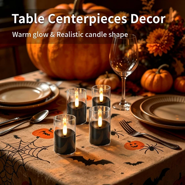 Alt view image 6 of 7 - Small Rechargeable Flameless Tea Lights Candles with Timer Remote | 1.7" x 2.6" Clear Acrylic LED Flickering Candles Small Votive Electric LED Candles for Halloween Home Wedding Decor(6 Pack)