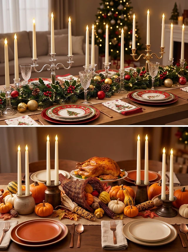 Alt view image 4 of 7 - Battery Operated LED Taper Candles,Basic,11 Inch,Ivory | 24 Pack Flameless Fake Lights with Flickering Amber Glow, Safe for Dining Weddings Church Decor, Fits Taper Holders