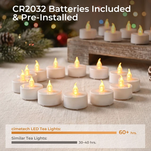 Alt view image 3 of 7 - 24PCS Flameless Tea Lights Candles with Remote Timer, Led Battery Operated Electric Votive Candle for Wedding Centerpiece Table Decorations, Flickering Tealight Candles for Halloween Party Decor