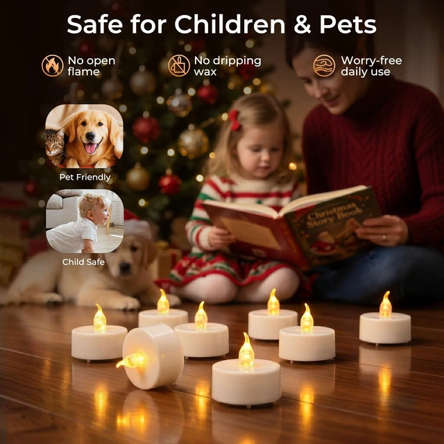 Alt view image 4 of 7 - 24PCS Flameless Tea Lights Candles with Remote Timer, Led Battery Operated Electric Votive Candle for Wedding Centerpiece Table Decorations, Flickering Tealight Candles for Halloween Party Decor