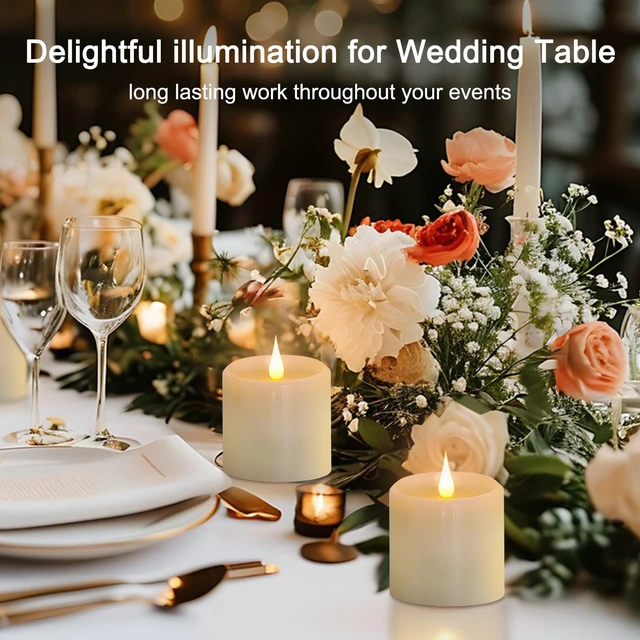 Alt view image 6 of 7 - Flickering Flameless Candles with 3D Moving Flame, Real Wax Battery Operated Candles with Timer and Remote, Last 600+ Hours, 3" x 3" LED Fake Candles for Home Wedding Christmas Decor, 2 Pack