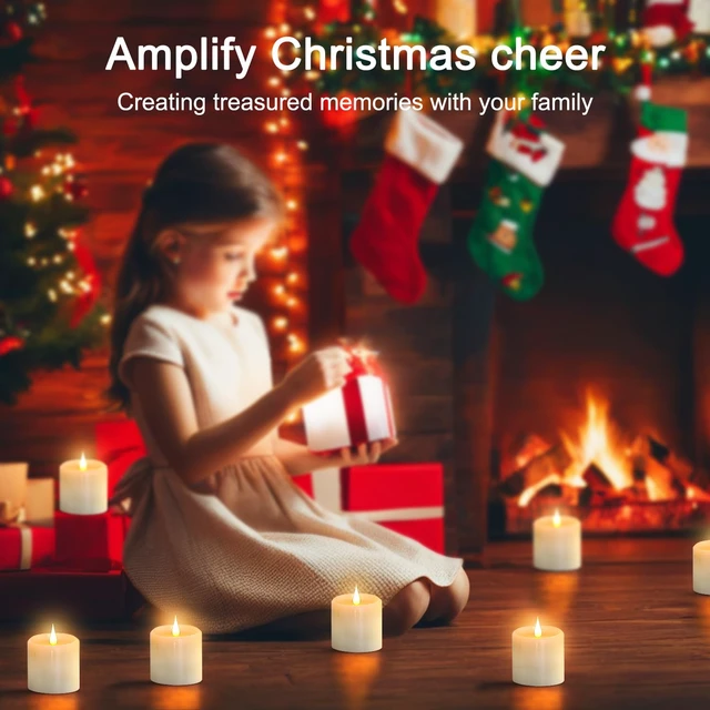 Alt view image 7 of 7 - Flickering Flameless Candles with 3D Moving Flame, Real Wax Battery Operated Candles with Timer and Remote, Last 600+ Hours, 3" x 3" LED Fake Candles for Home Wedding Christmas Decor, 2 Pack