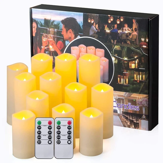 Alt view image 2 of 7 - Flameless Candles with Remote Control Waterproof Outdoors & Indoors, Battery Candles with Remote Timer, Decorative Remote Led Candles. (D 2.2''X H 4'' 5'' 6'' 7'') -12-Pack.
