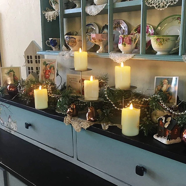 Alt view image 5 of 6 - 2"x3" Real Wax Flameless Votive Candles, Timer Remote, 6 Pack | Brightness adjust, 2/4/6/8h timer, 400+ Hrs battery life, warm white glow, realistic flickering, for wedding & party decor