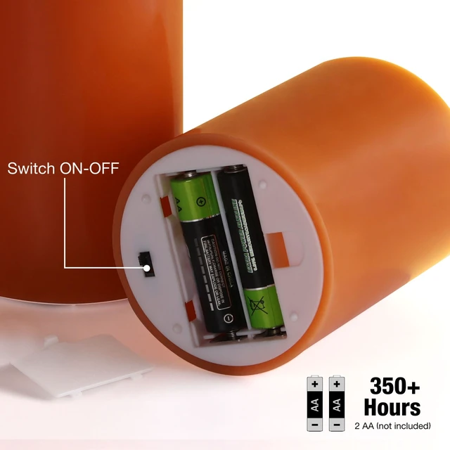 Alt view image 3 of 7 - Burnt Orange Fall Halloween Flameless Pillar Candles with Remote Set of 3 | Flickering LED Wax Candles, Thanksgiving Autumn Shelf Table Decor, 2 AA Battery Power, Flat Top