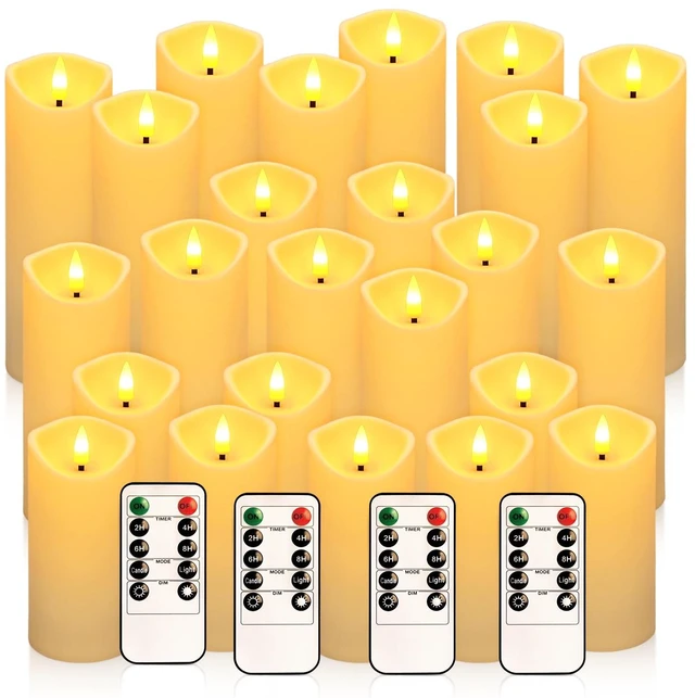 Main image of 24 Pack Christmas Decoration Flickering Flameless Candles, Battery Operated Candles,LED Candles for Home Decor,Wedding,Halloween,Birthday,Valentine'sDay (D2.2 xH 5" 6" 7" Ivory)