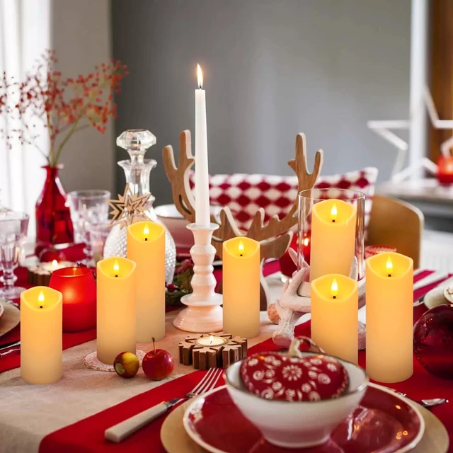 Alt view image 2 of 7 - 24 Pack Christmas Decoration Flickering Flameless Candles, Battery Operated Candles,LED Candles for Home Decor,Wedding,Halloween,Birthday,Valentine'sDay (D2.2 xH 5" 6" 7" Ivory)