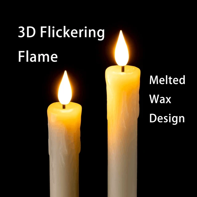 Alt view image 2 of 7 - 24 Pcs Real Wax Flameless Taper Candles with Remote Timer and Dimmer, Battery Operated Candlesticks with Flickering Light, Ivory Window Candles, 9.6 Inches for Wedding Home Decor
