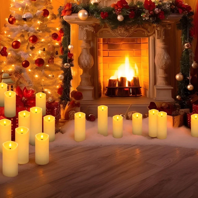 Alt view image 4 of 7 - 24 Pack Christmas Decoration Flickering Flameless Candles, Battery Operated Candles,LED Candles for Home Decor,Wedding,Halloween,Birthday,Valentine'sDay (D2.2 xH 5" 6" 7" Ivory)