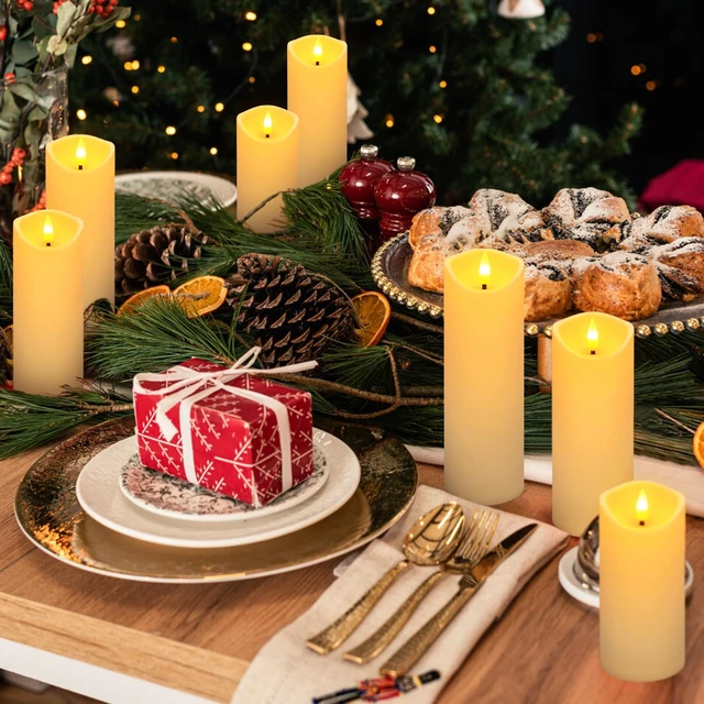 Alt view image 6 of 7 - 24 Pack Christmas Decoration Flickering Flameless Candles, Battery Operated Candles,LED Candles for Home Decor,Wedding,Halloween,Birthday,Valentine'sDay (D2.2 xH 5" 6" 7" Ivory)