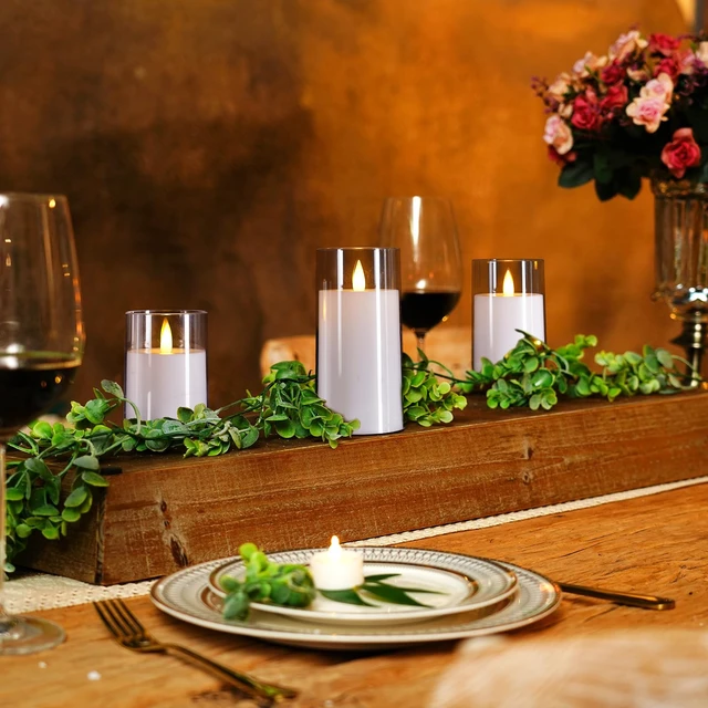 Alt view image 3 of 6 - Realistic Flickering Flameless Candles with Remote Control & Timer | LED Fake Electric Pillar Candles Battery Operated for Home, Datting, Christmas Decor, White, Set of 3