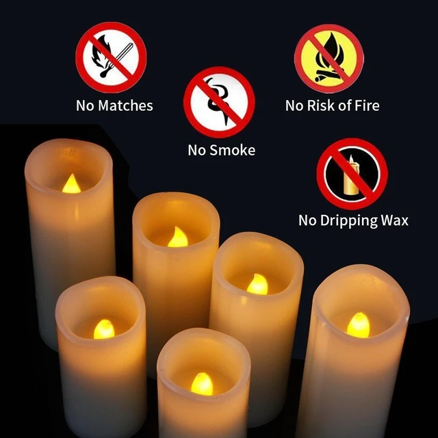 Alt view image 4 of 7 - Flameless Battery Operated LED Pillar Candles with Remote control 9pack | D2.2''*H4" 5" 6" 7" 8" 9" Set of 9 Ivory Real Wax Electric fake Candle with 10-Key for wedding, Christmas, home decoration