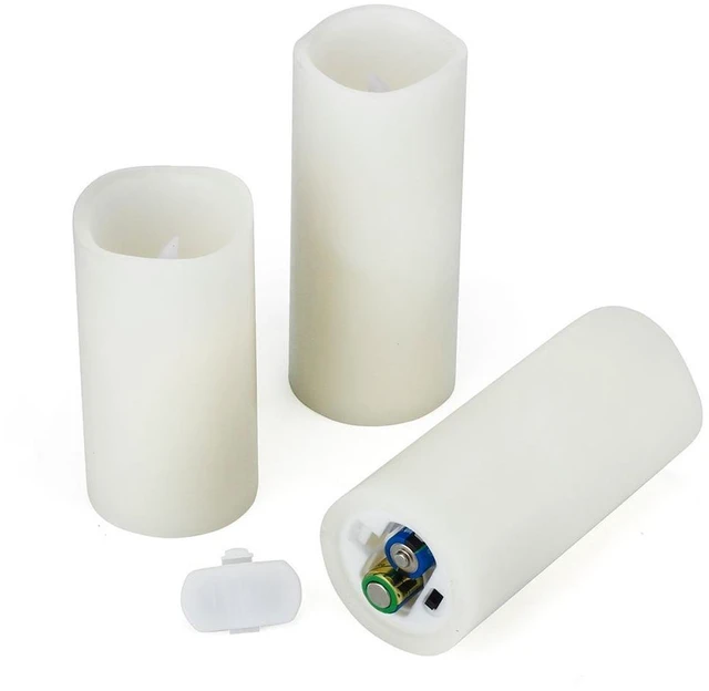 Alt view image 6 of 7 - Flameless Battery Operated LED Pillar Candles with Remote control 9pack | D2.2''*H4" 5" 6" 7" 8" 9" Set of 9 Ivory Real Wax Electric fake Candle with 10-Key for wedding, Christmas, home decoration