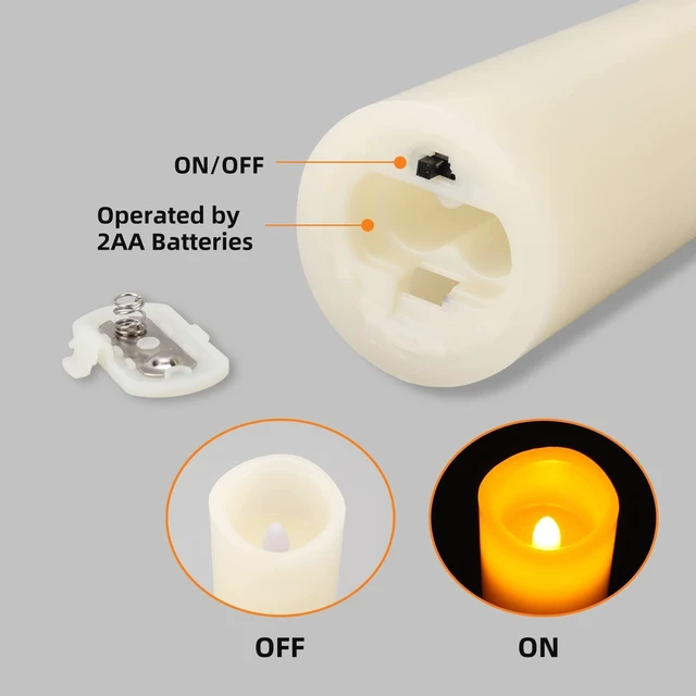 Alt view image 7 of 7 - Flameless Battery Operated LED Pillar Candles with Remote control 9pack | D2.2''*H4" 5" 6" 7" 8" 9" Set of 9 Ivory Real Wax Electric fake Candle with 10-Key for wedding, Christmas, home decoration
