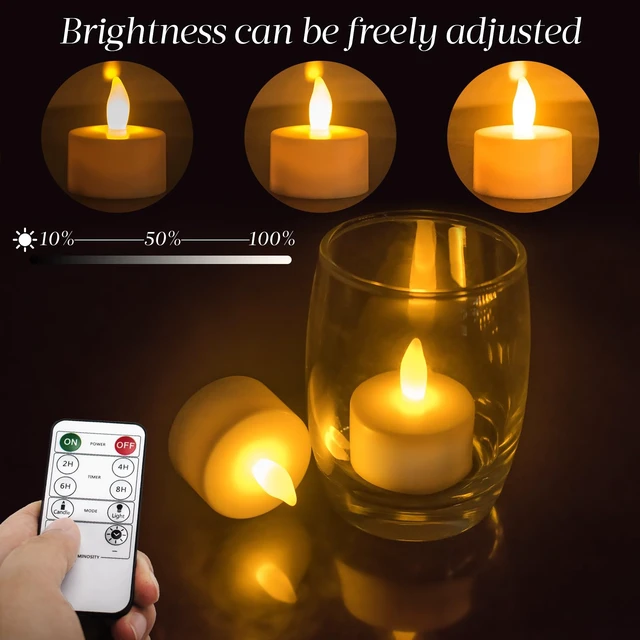 Alt view image 3 of 6 - Rechargeable Tea Lights with Remote, Led Candles Flickering Flameless12Pack | Tealights Candles, Battery Operated Candles for Home Restaurant Hotel Party Halloween Decorations