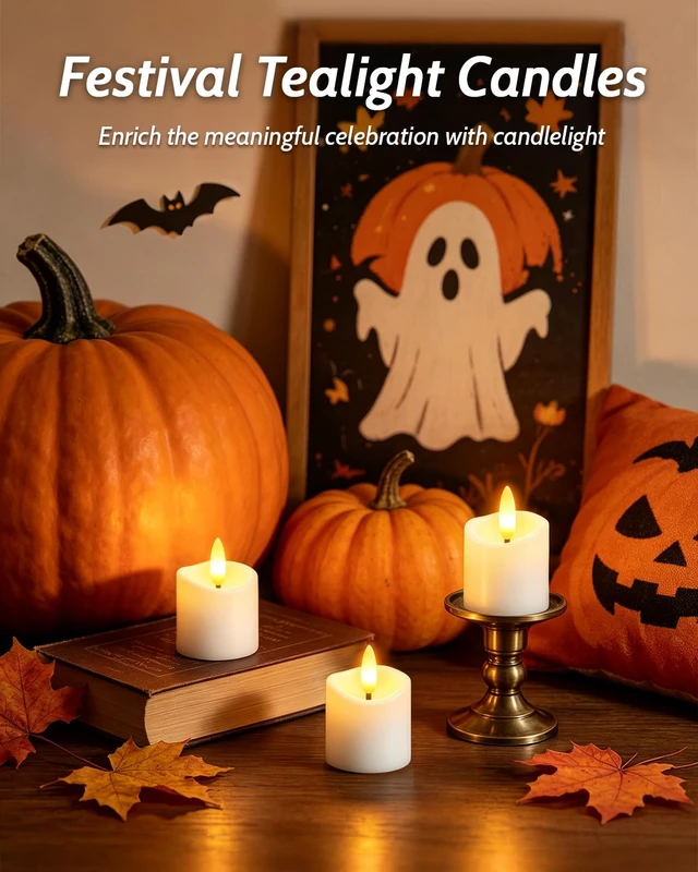Alt view image 7 of 7 - 12 Pack Small Rechargeable Flameless Candles with Remote Timer | 1.5"x2" LED Tea Lights Votive Fake Candles Flickering Mini Candles Battery Operated for Halloween Wedding Party Home Decor