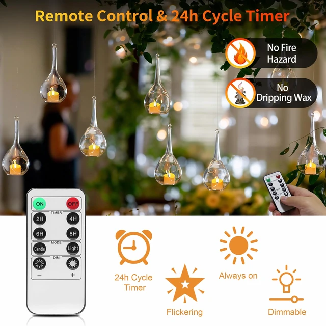Alt view image 4 of 7 - USB-C Rechargeable Tea Lights with Charging Base 12 Pack | Flameless Tea Light Candles with Remote and Timer, 100+H Battery Operated, For Votive Wedding Halloween Christmas