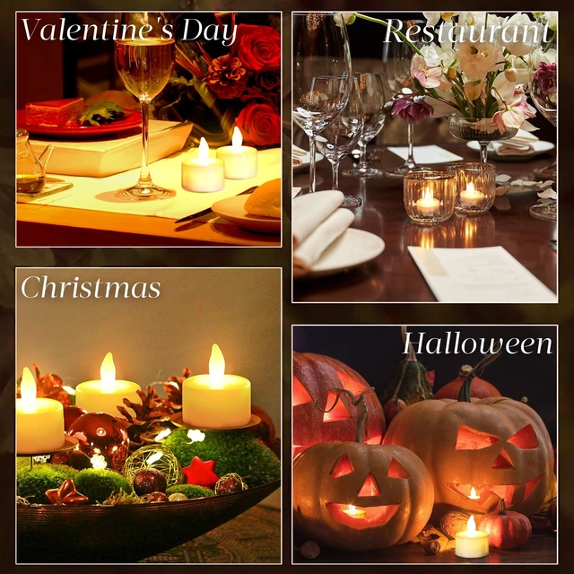 Alt view image 5 of 6 - Rechargeable Tea Lights with Remote, Led Candles Flickering Flameless12Pack | Tealights Candles, Battery Operated Candles for Home Restaurant Hotel Party Halloween Decorations