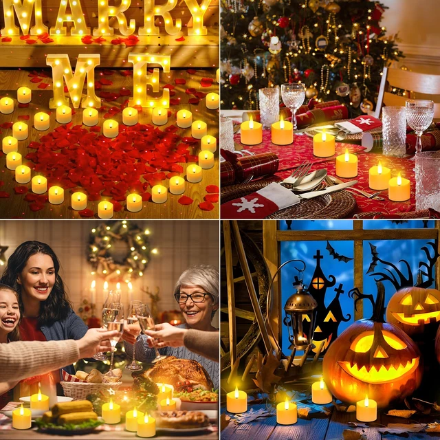 Alt view image 6 of 7 - USB-C Rechargeable Tea Lights with Charging Base 12 Pack | Flameless Tea Light Candles with Remote and Timer, 100+H Battery Operated, For Votive Wedding Halloween Christmas